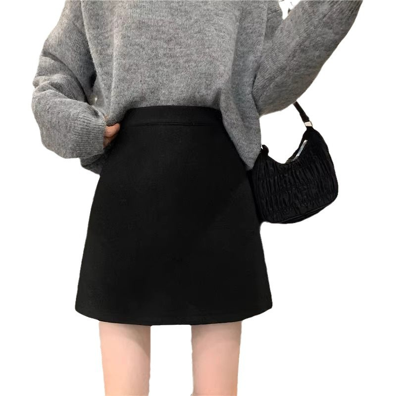 Autumn/Winter Wool Mini Skirt for Petite Women, A-line Skirt, Slimming Bodycon Skirt, Short Skirt