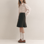 Women's wool midi skirt, 2025 autumn/winter new style, high-waisted winter skirt, petite fishtail skirt, A-line short skirt