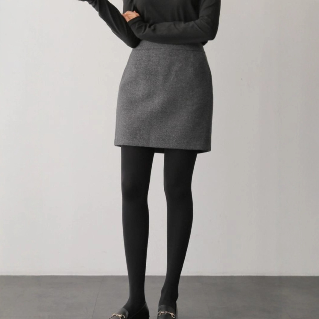Women's wool midi skirt, new style, 2025 hot-selling outerwear, autumn and winter A-line midi skirt, short bodycon skirt