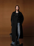 Korean style alpaca wool coat for women, long, warm, double-sided wool and fur coat, new winter style.