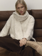 Loose-fitting, soft wool sweater for women, new autumn and winter style, European and American style pullover loose knitwear scarf set
