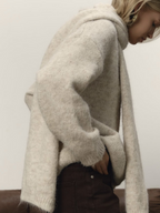 Loose-fitting, soft wool sweater for women, new autumn and winter style, European and American style pullover loose knitwear scarf set