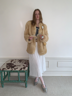 Romantic French-style full-grain fox fur coat, mid-length, youthful style, winter coat for women.