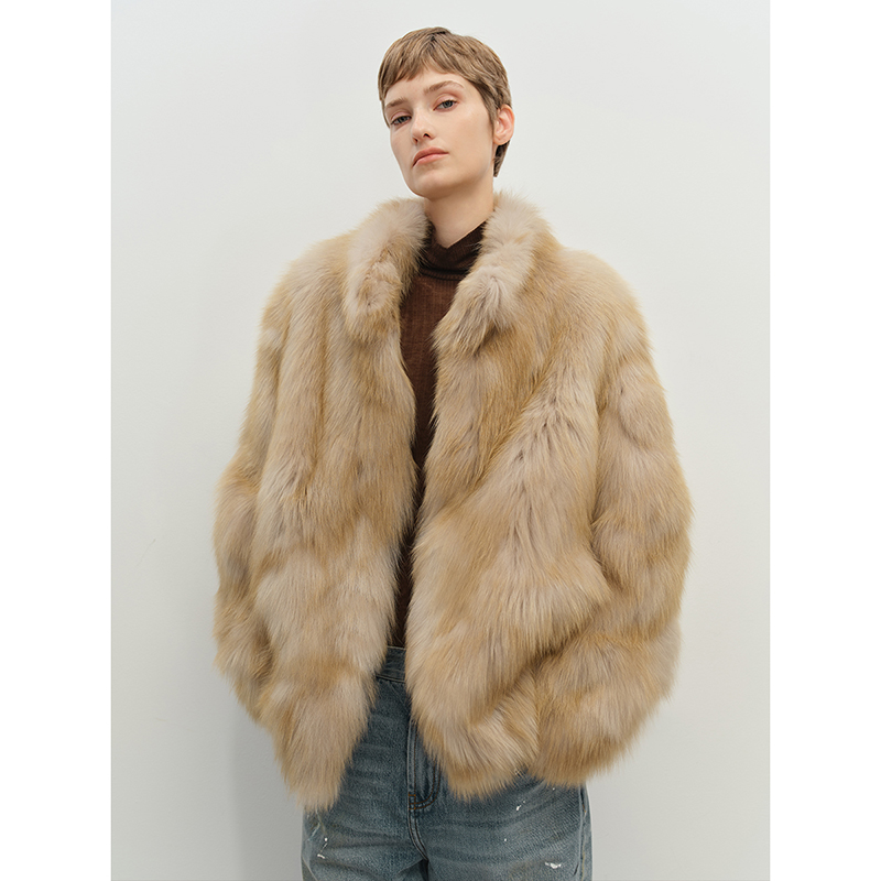 Women's mid-length faux fur stand-up collar coat for autumn and winter, a hot-selling cross-border style faux fox fur coat.