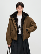 New imported fur coat with fox fur lining, designed for young people, available in denim jacket style.
