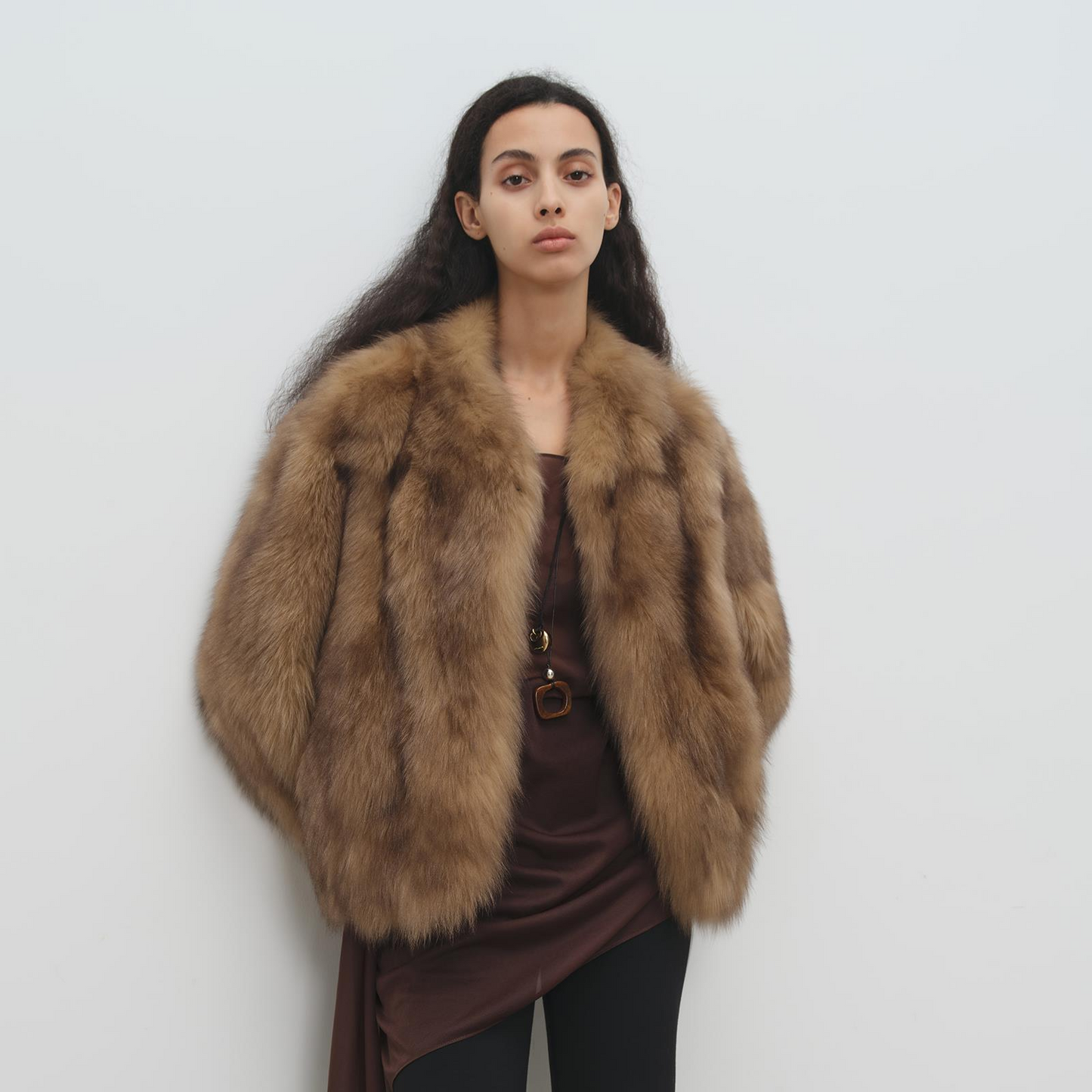 Blue fox fur tie-dye frosted V-neck short fox fur coat for women