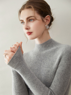 Women’s Cashmere Sweater with Half-Collar Design: Made of Pure Cashmere, Slimming Fit, and Ideal as a Base Layer for Knitted Sweaters