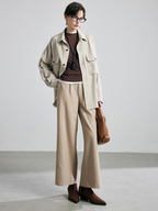 New autumn/winter style straight-leg trousers for women: slimming design, thick fabric, and wool content; also available as floor-length versions.