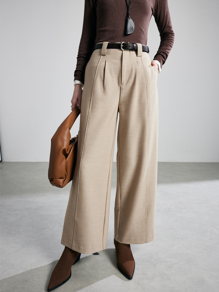 New autumn/winter style straight-leg trousers for women: slimming design, thick fabric, and wool content; also available as floor-length versions.