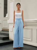 New casual women’s high-waisted, wide-leg pants with pleated designs that accentuate the waist; high-quality European and American-style trousers.