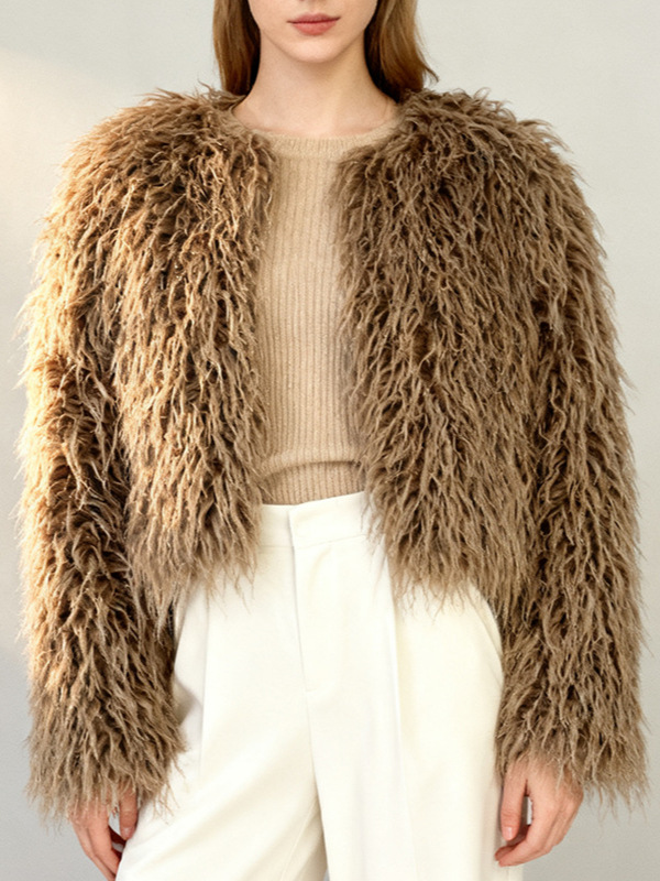 Fur coat, short style, autumn and winter, street style, trendy, sexy, faux fur top, women's clothing