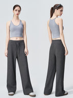 Knitted four-color casual pants; women’s high-waisted, hip-enhancing trousers with a flattering, straight-leg design and wide legs.