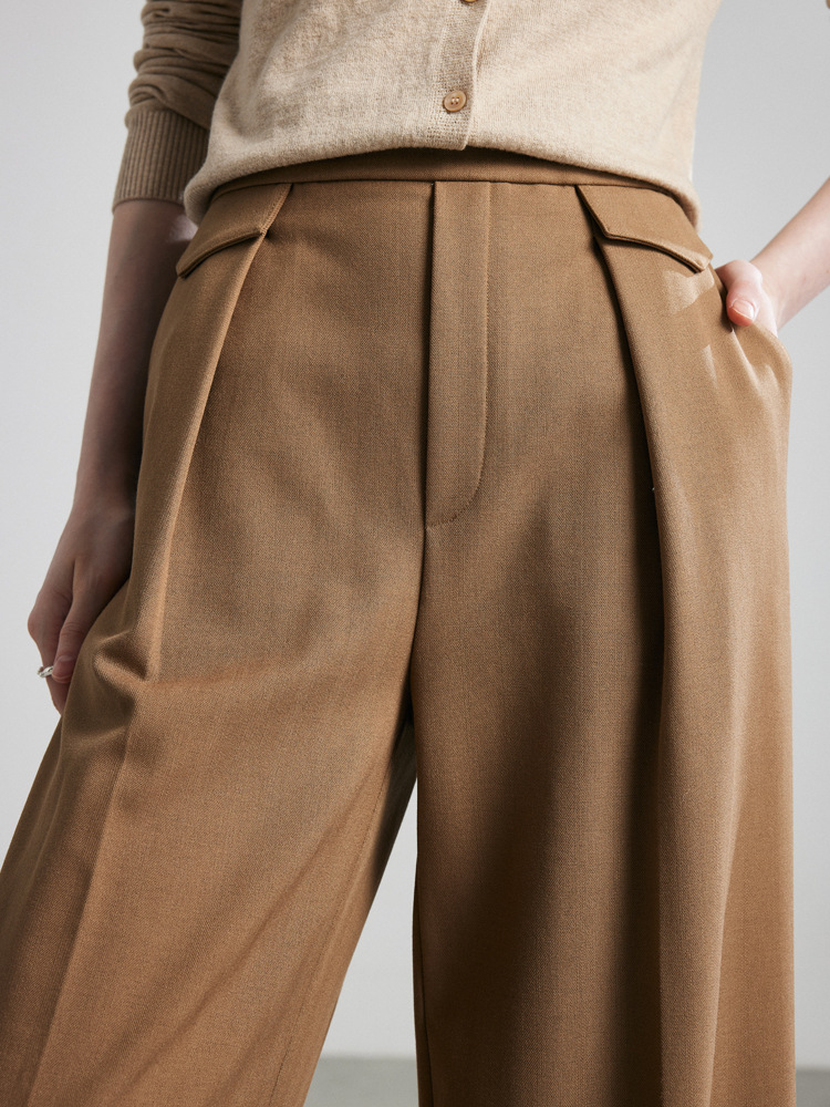 New casual trousers for women in autumn and winter – slimming design, woolen fabric, suitable for wearing with suits or as ankle-length pants.