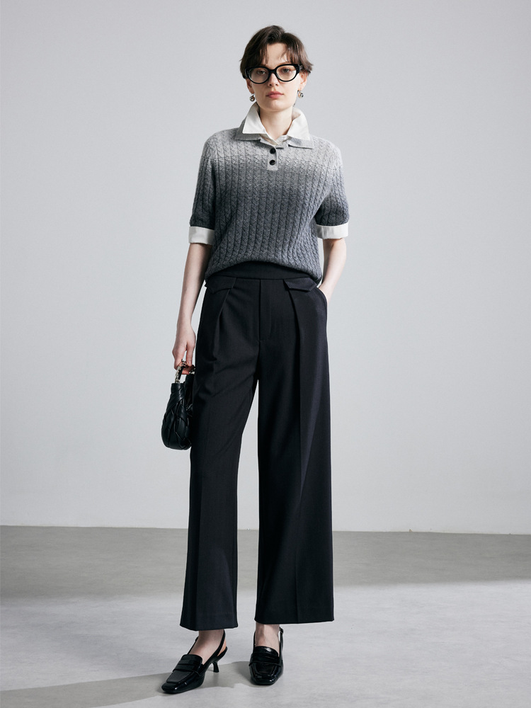 New casual trousers for women in autumn and winter – slimming design, woolen fabric, suitable for wearing with suits or as ankle-length pants.
