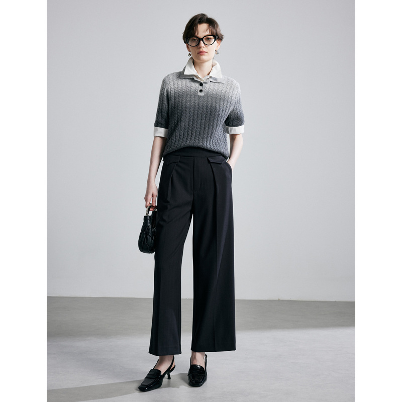 New casual trousers for women in autumn and winter – slimming design, woolen fabric, suitable for wearing with suits or as ankle-length pants.