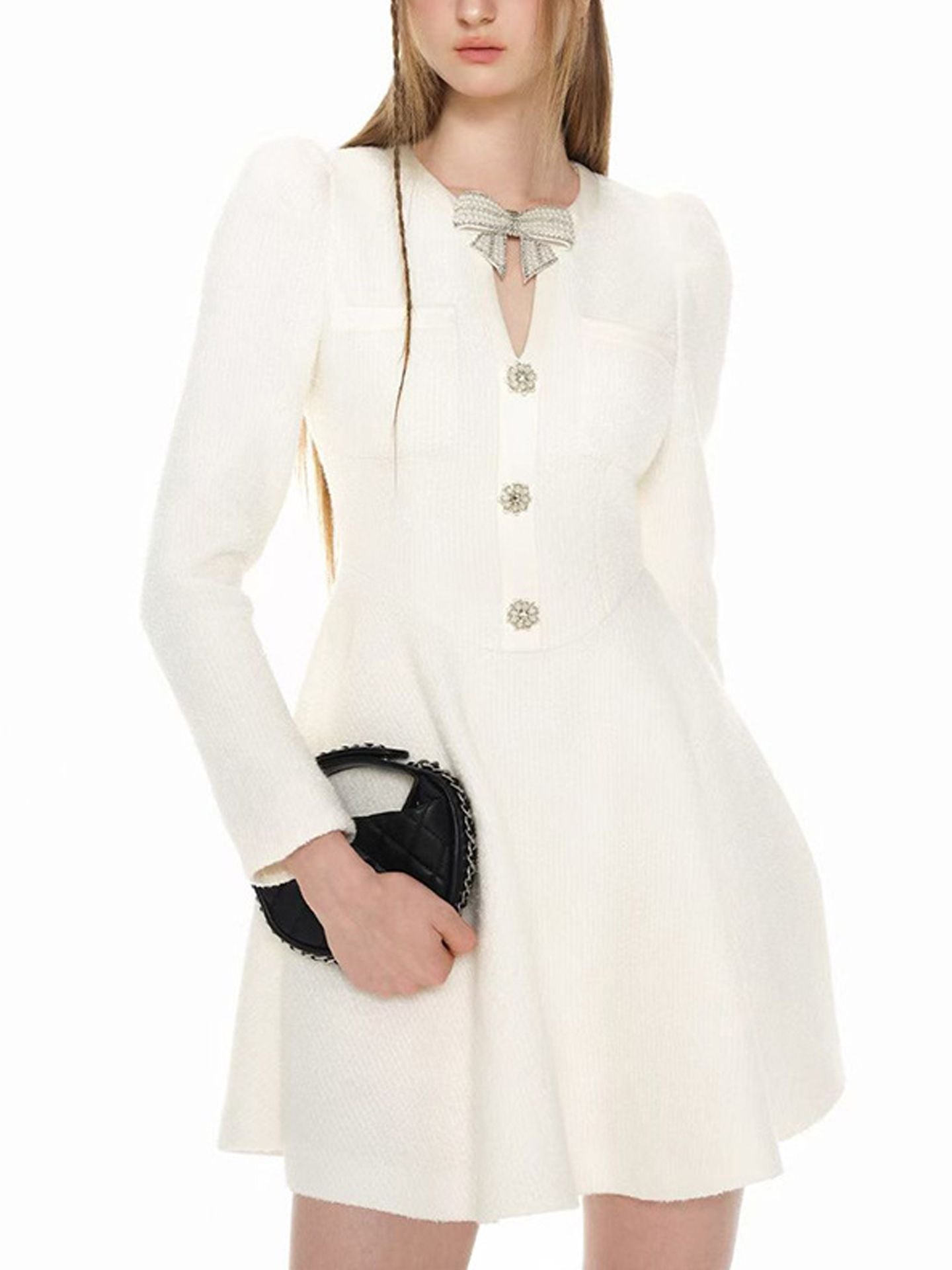 Elegant long-sleeved dresses; new models of high-end short skirts for women.