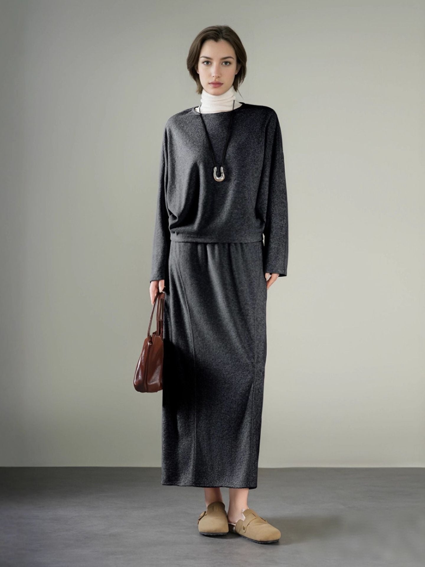 Autumn/Winter Set: Woolen Sweater and Skirt Set for Women