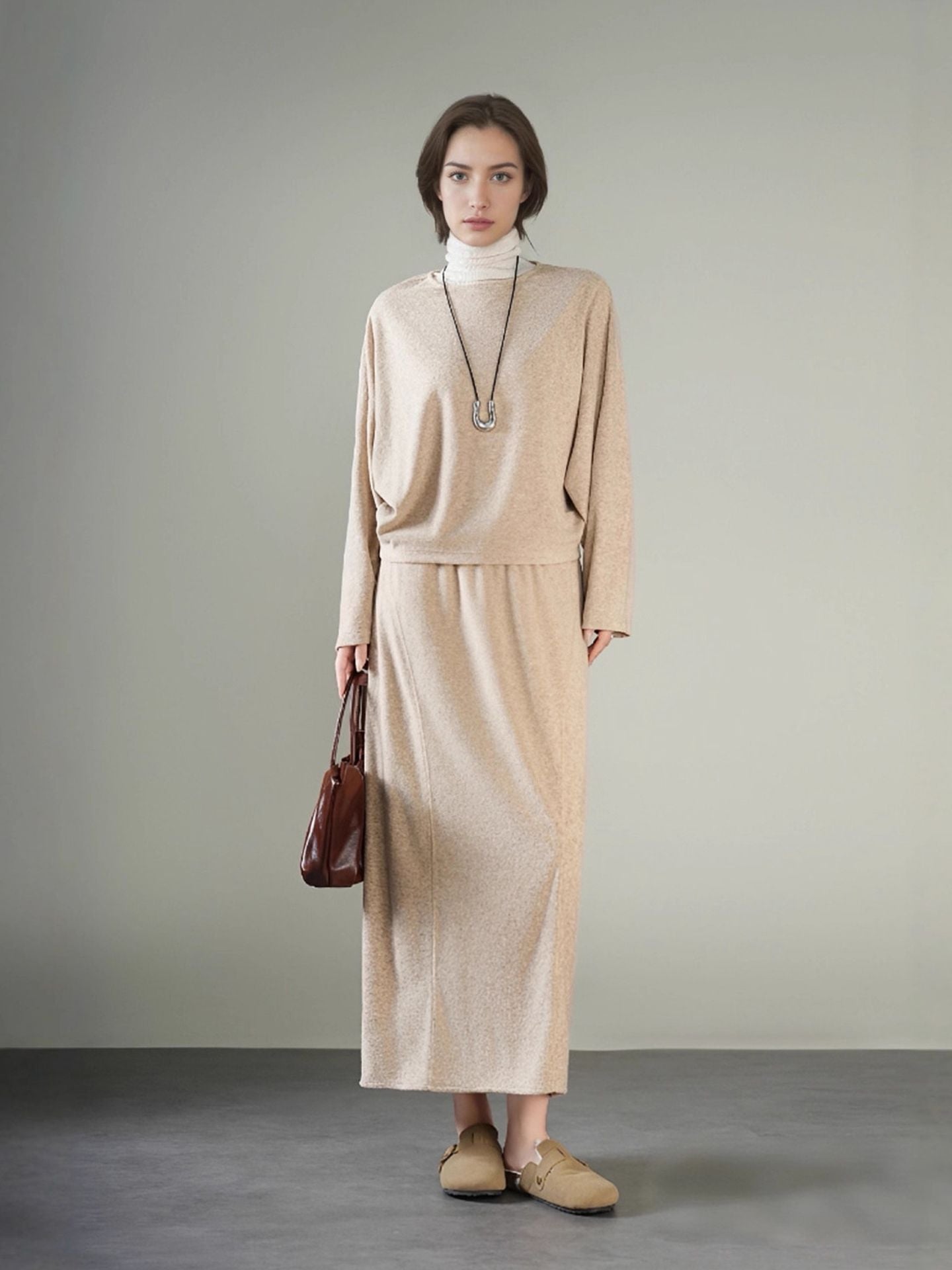 Autumn/Winter Set: Woolen Sweater and Skirt Set for Women