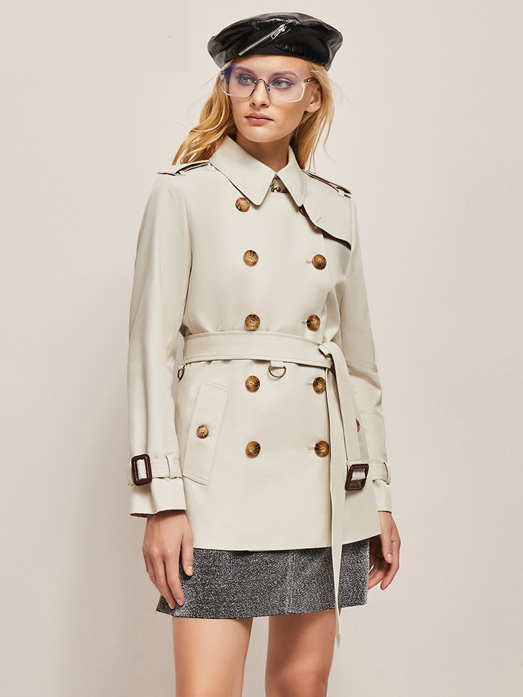 New Autumn British Style High-End Khaki Trench Coat for Women, Classic Hepburn Style Outerwear