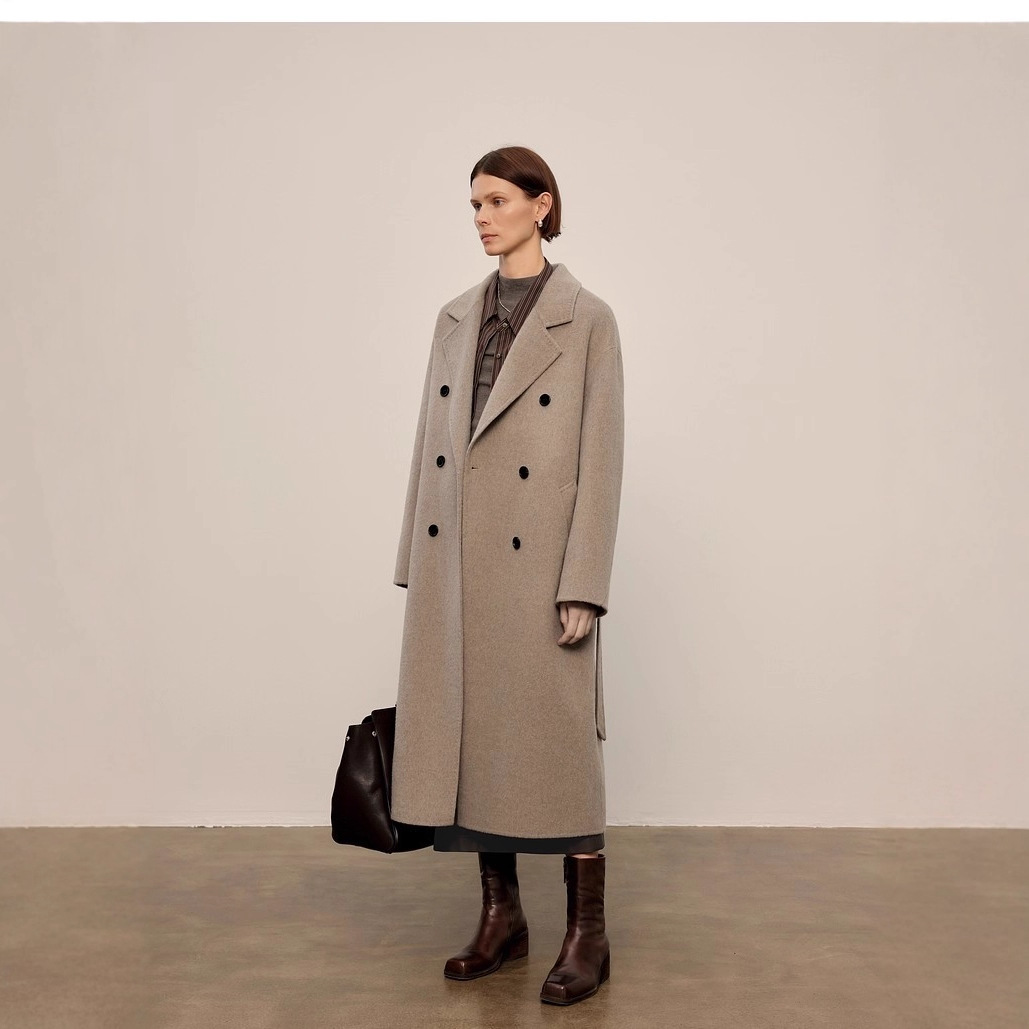 2025 Autumn Fashionable Versatile Casual Loose Lapel Long Wool Coat for Women