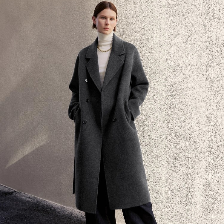 2025 Autumn Fashionable Versatile Casual Loose Lapel Long Wool Coat for Women