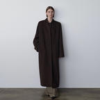 Spring and Autumn Cashmere Wool Trench Coat, Versatile, Over-the-Knee, V-Neck, Casual, Concealed Button, Double-Sided Wool Coat