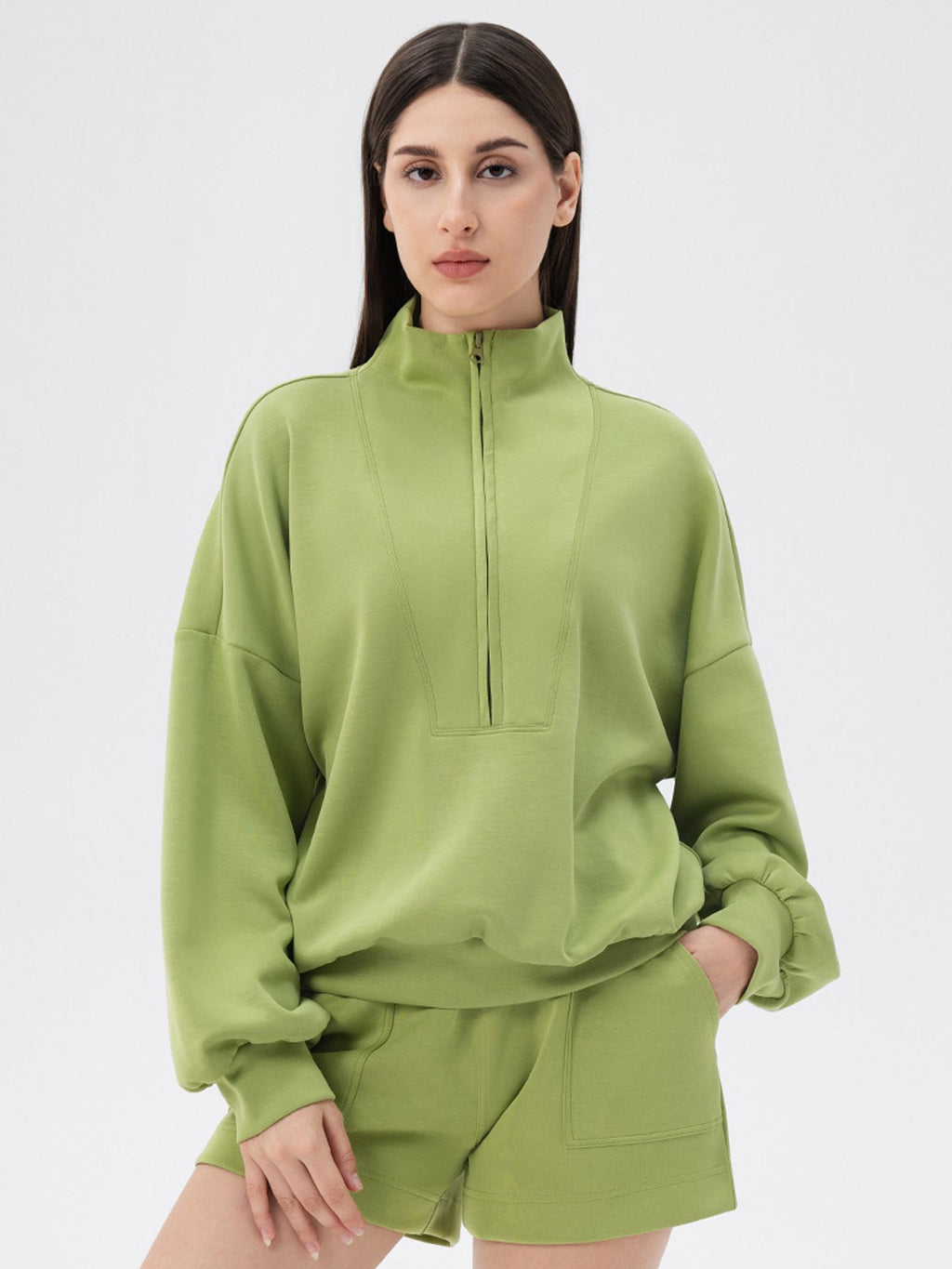 New autumn/winter yoga wear – sports hoodie for women, made of modal fabric; features a loose fit and a stand-up collar.