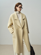 Autumn/Winter Style Suli Alpaca Double-Sided Wool Coat for Women, Loose Fit, Korean Style, Lapel Long Coat