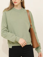 New winter and autumn version: Women’s padded sweatshirt with long sleeves, in a plain color, with a round neckline and a loose fit, in a Korean-style design.